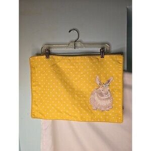Tabitha Webb Easter Bunny Embroidered Placemats Yellow Polka Dot
